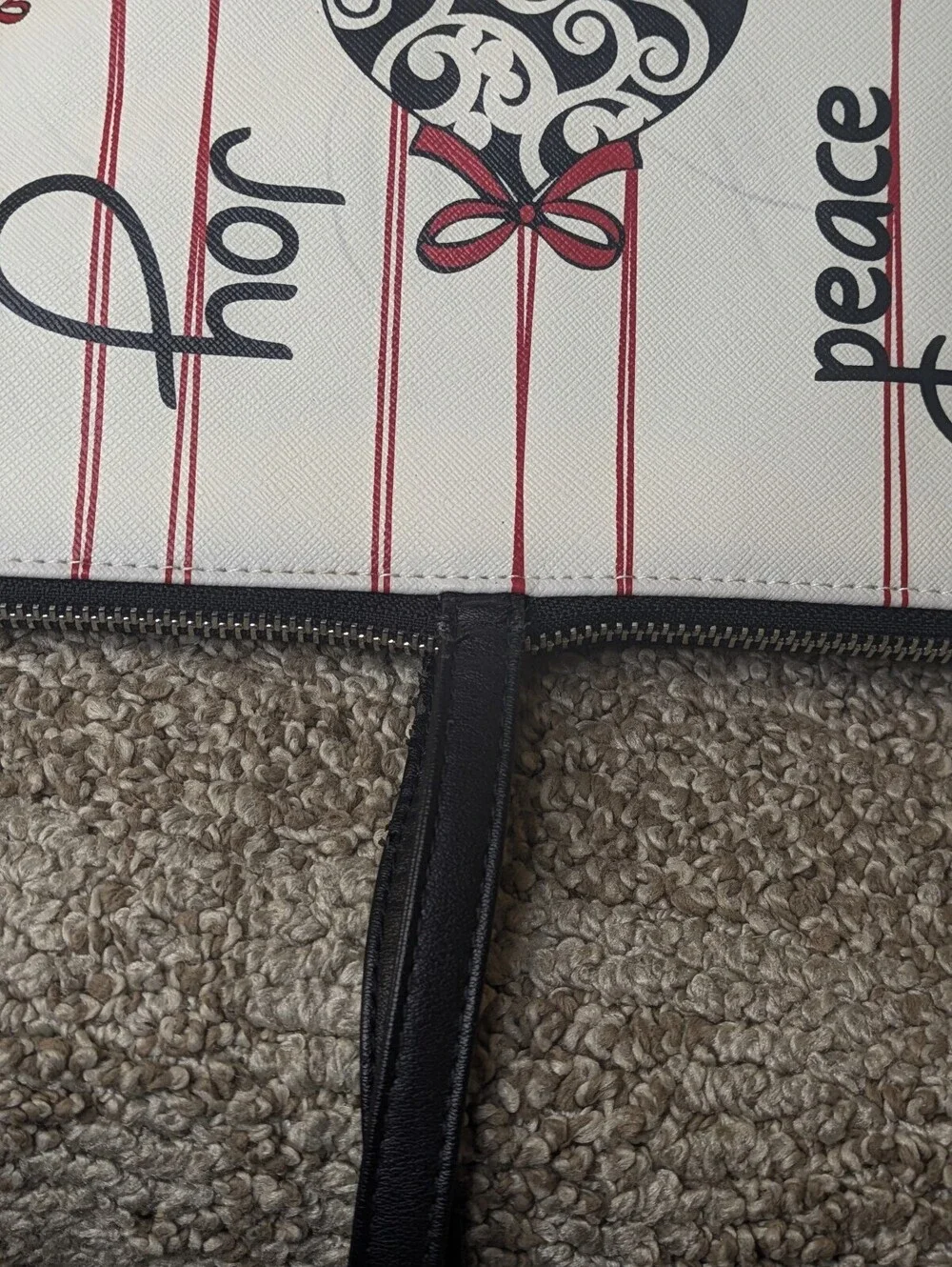 Brighton Love Notes Tote Bag White Faux Saffiano Leather Christmas Ornaments